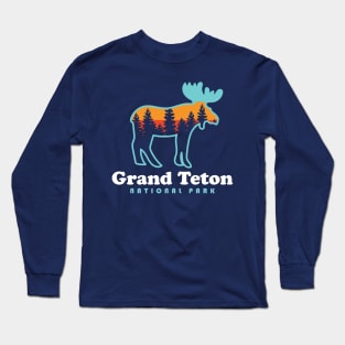 Grand Teton National Park Moose Grand Tetons Mountains Long Sleeve T-Shirt